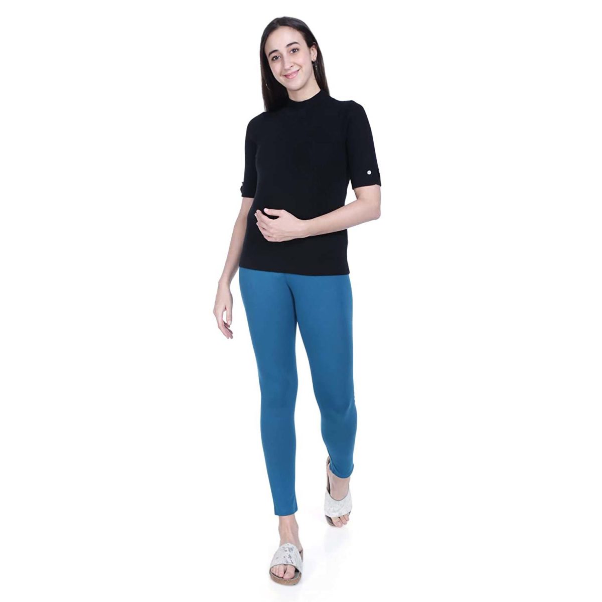 maternity leggings petrol blue