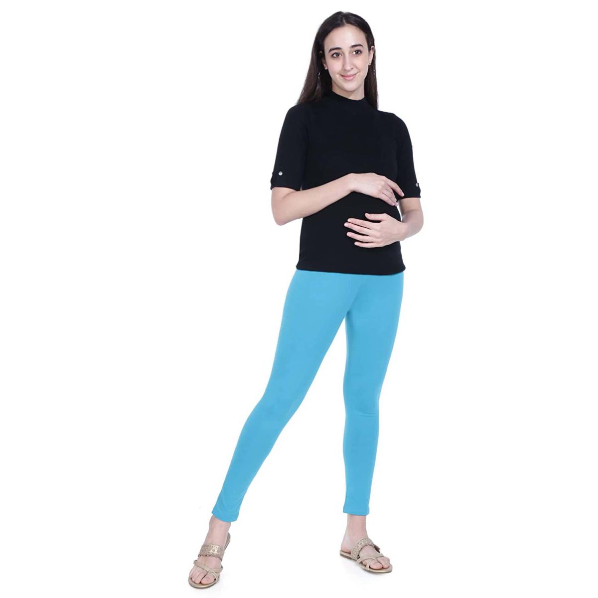 cyan blue maternity leggings