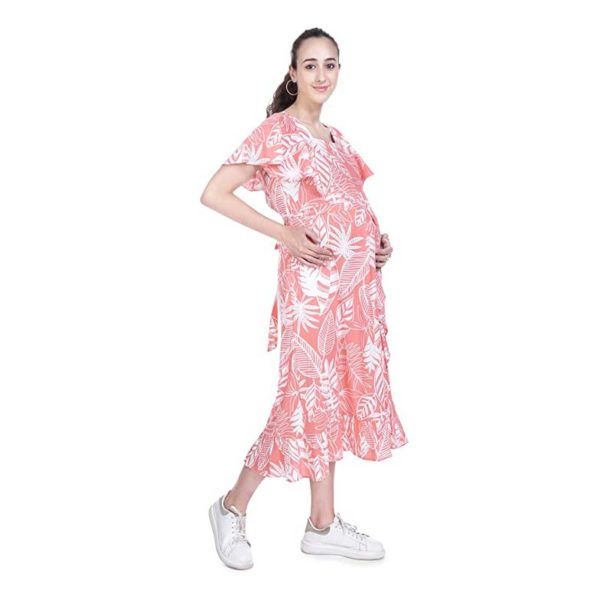 peach leave maternity gown