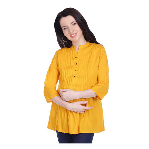 maternity top in yellow mango color