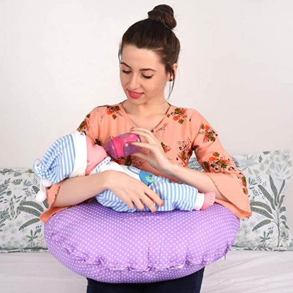 polka purple feeding pillow