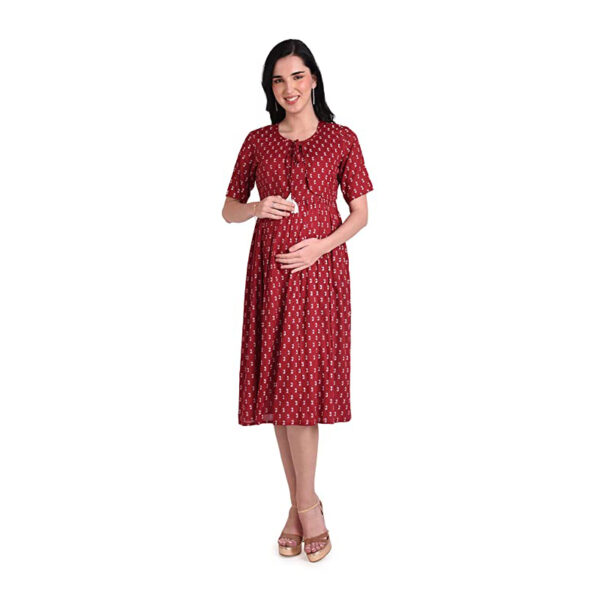 maternity dress with jacket maroon